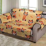 Cute Red Panda And Bamboo Pattern Print Loveseat Protector