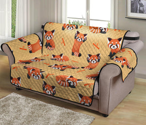 Cute Red Panda And Bamboo Pattern Print Loveseat Protector