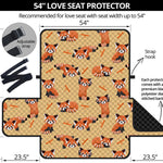 Cute Red Panda And Bamboo Pattern Print Loveseat Protector