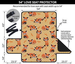 Cute Red Panda And Bamboo Pattern Print Loveseat Protector