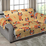 Cute Red Panda And Bamboo Pattern Print Loveseat Protector