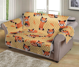 Cute Red Panda And Bamboo Pattern Print Loveseat Protector