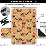 Cute Red Panda And Bamboo Pattern Print Loveseat Protector