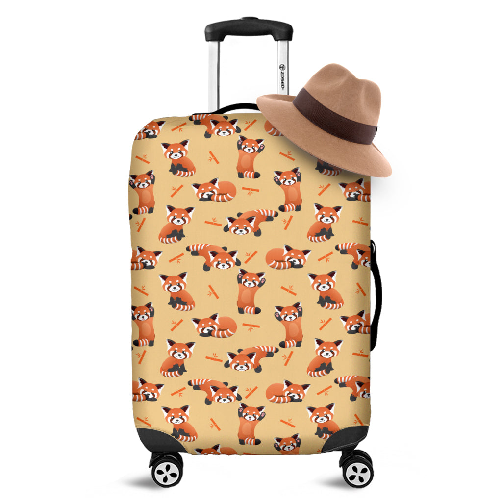 Cute Red Panda And Bamboo Pattern Print Luggage Cover