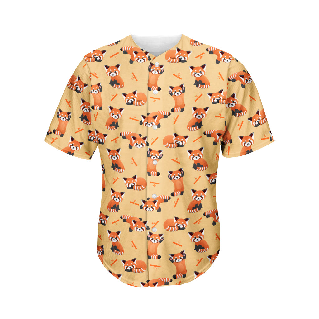 Cute Cartoon Red Panda Pattern Print Men's Baseball Jersey – Love