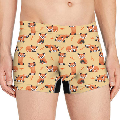 Cute Red Panda And Bamboo Pattern Print Men's Boxer Briefs