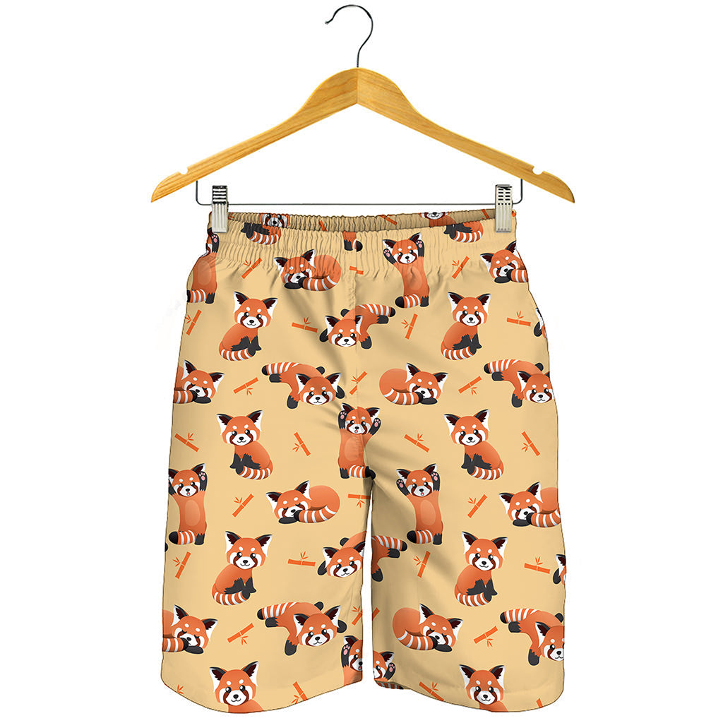 Cute Red Panda And Bamboo Pattern Print Men's Shorts