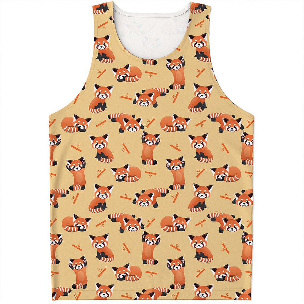 Cute Red Panda And Bamboo Pattern Print Men's Tank Top