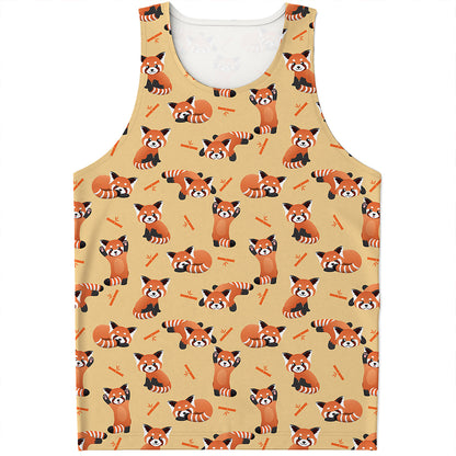 Cute Red Panda And Bamboo Pattern Print Men's Tank Top