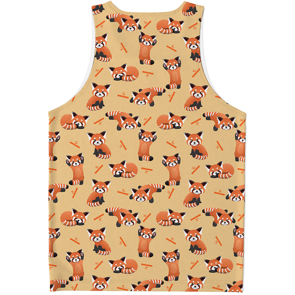 Cute Red Panda And Bamboo Pattern Print Men's Tank Top