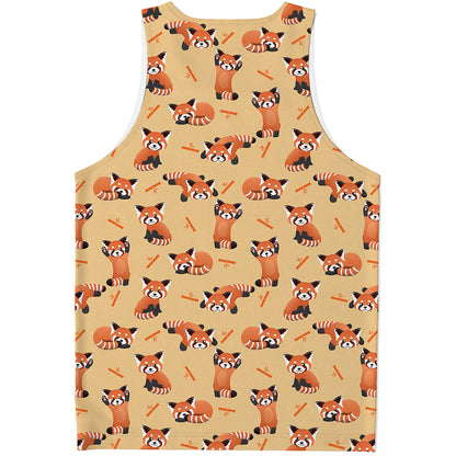 Cute Red Panda And Bamboo Pattern Print Men's Tank Top