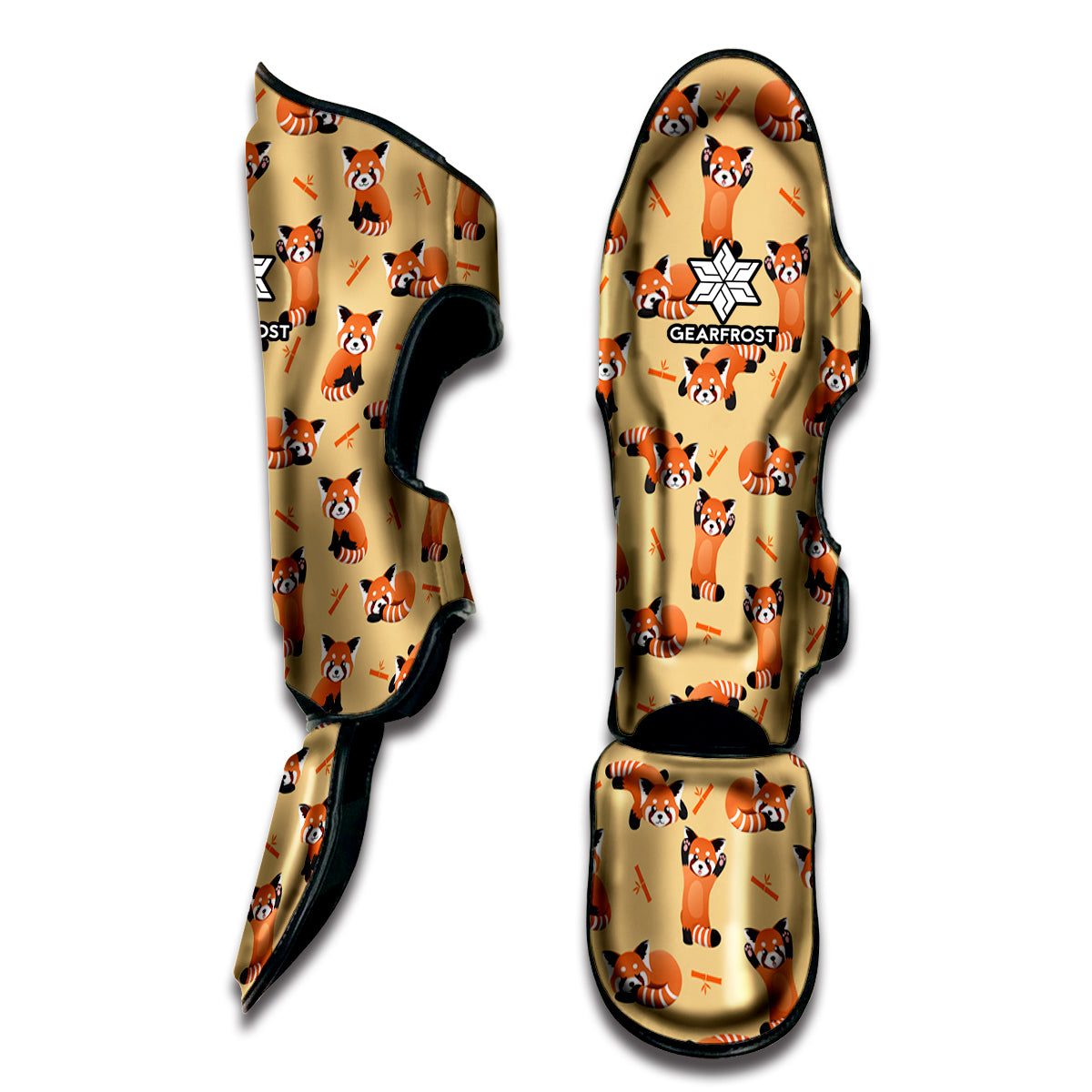 Cute Red Panda And Bamboo Pattern Print Muay Thai Shin Guard