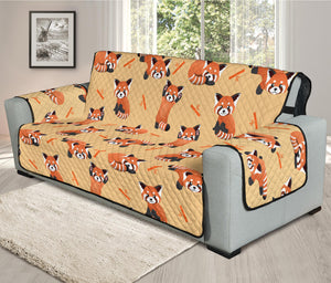 Cute Red Panda And Bamboo Pattern Print Oversized Sofa Protector