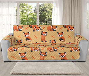 Cute Red Panda And Bamboo Pattern Print Oversized Sofa Protector