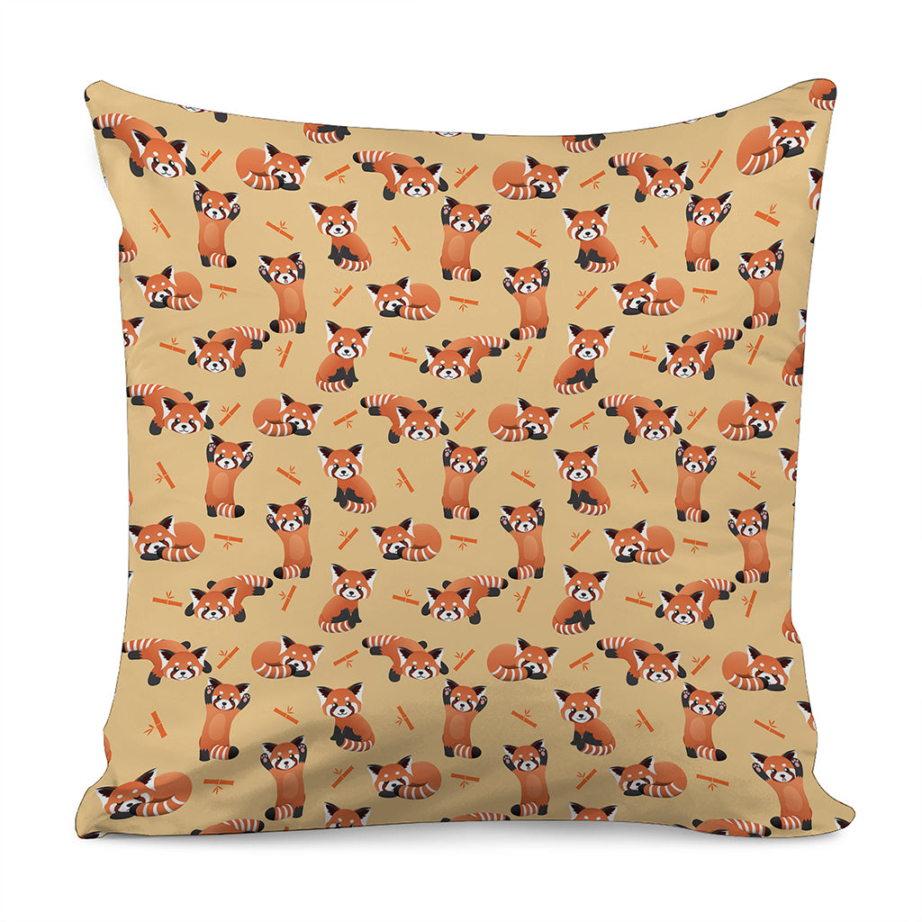 Cute Red Panda And Bamboo Pattern Print Pillow Cover