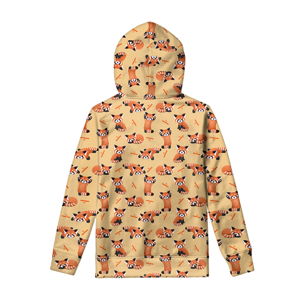 Cute Red Panda And Bamboo Pattern Print Pullover Hoodie