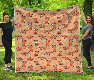 Cute Red Panda And Bamboo Pattern Print Quilt