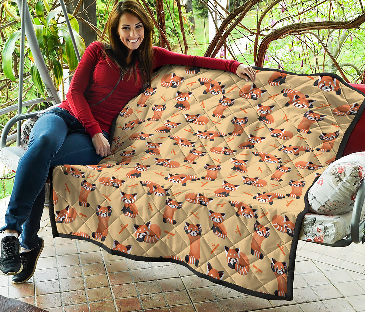 Cute Red Panda And Bamboo Pattern Print Quilt