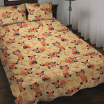 Cute Red Panda And Bamboo Pattern Print Quilt Bed Set