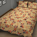 Cute Red Panda And Bamboo Pattern Print Quilt Bed Set