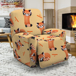 Cute Red Panda And Bamboo Pattern Print Recliner Slipcover