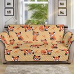 Cute Red Panda And Bamboo Pattern Print Sofa Protector