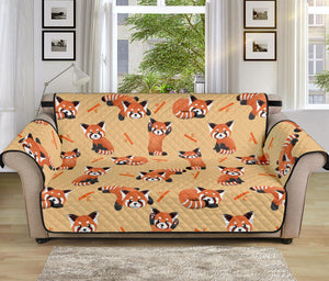 Cute Red Panda And Bamboo Pattern Print Sofa Protector