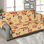 Cute Red Panda And Bamboo Pattern Print Sofa Protector