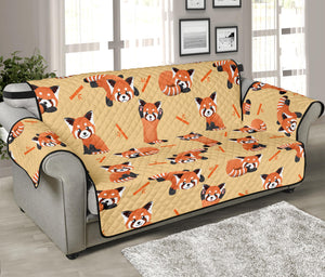 Cute Red Panda And Bamboo Pattern Print Sofa Protector