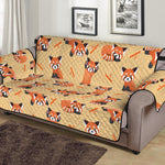 Cute Red Panda And Bamboo Pattern Print Sofa Protector