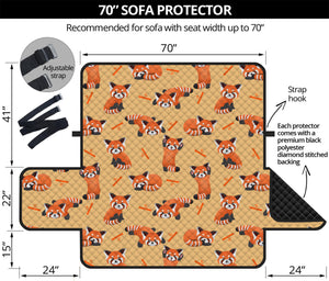 Cute Red Panda And Bamboo Pattern Print Sofa Protector