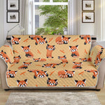 Cute Red Panda And Bamboo Pattern Print Sofa Protector