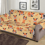 Cute Red Panda And Bamboo Pattern Print Sofa Protector