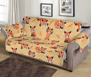 Cute Red Panda And Bamboo Pattern Print Sofa Protector