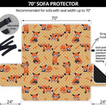 Cute Red Panda And Bamboo Pattern Print Sofa Protector