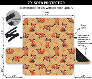 Cute Red Panda And Bamboo Pattern Print Sofa Protector