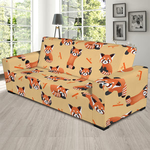 Cute Red Panda And Bamboo Pattern Print Sofa Slipcover