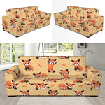 Cute Red Panda And Bamboo Pattern Print Sofa Slipcover