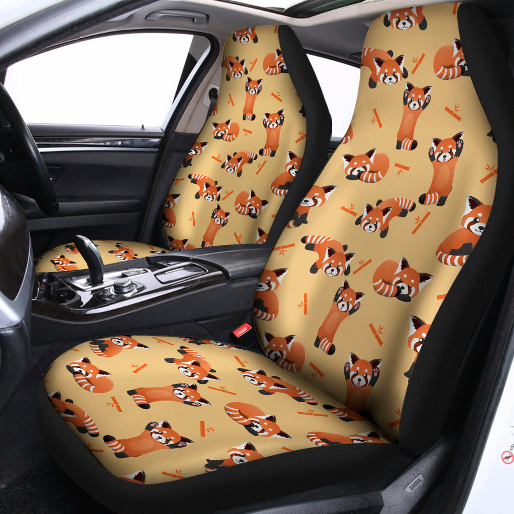 Cute Red Panda And Bamboo Pattern Print Universal Fit Car Seat Covers