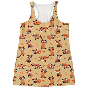 Cute Red Panda And Bamboo Pattern Print Women's Racerback Tank Top