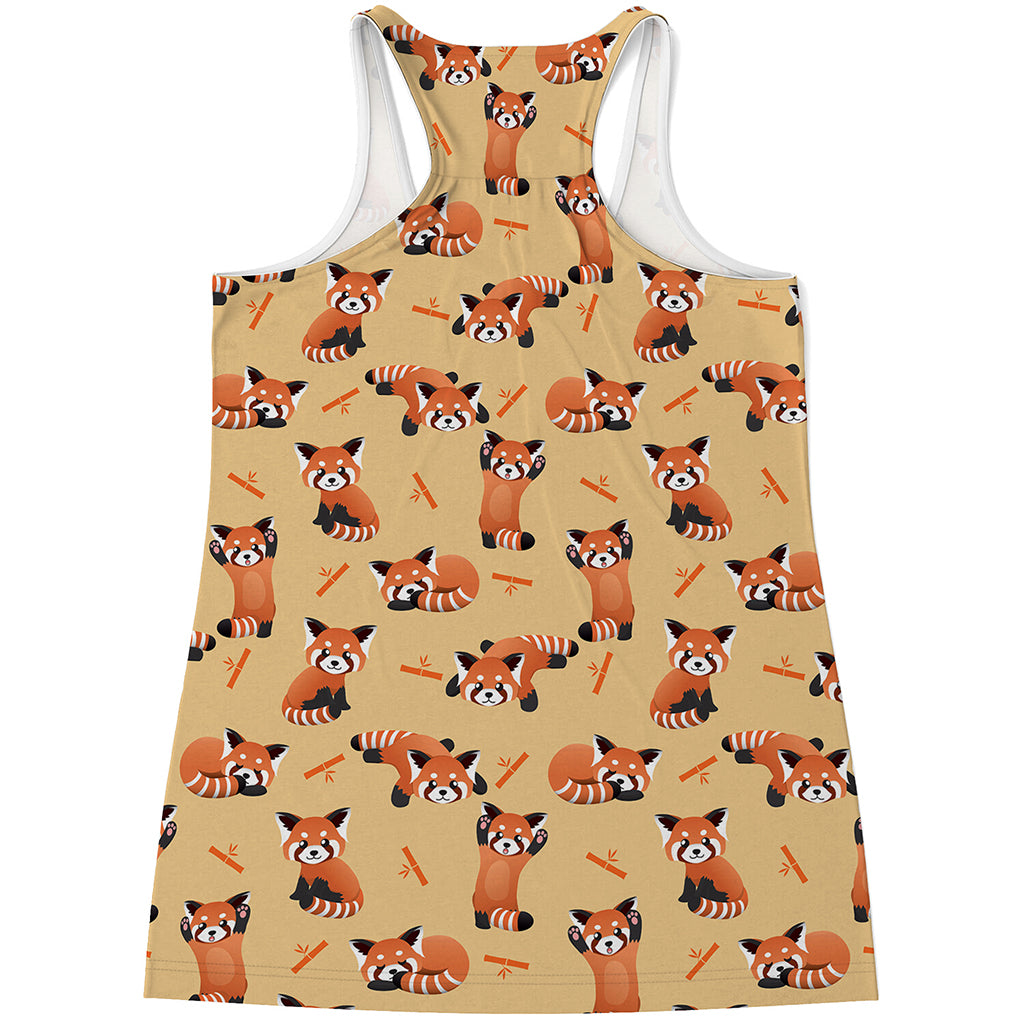 Cute Red Panda And Bamboo Pattern Print Women's Racerback Tank Top