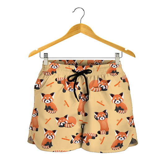 Cute Red Panda And Bamboo Pattern Print Women's Shorts