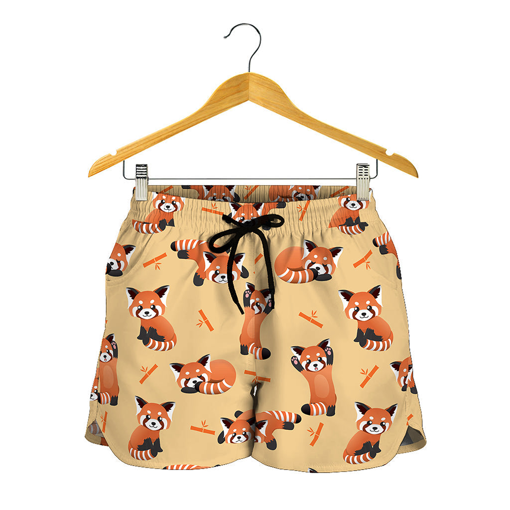 Cute Red Panda And Bamboo Pattern Print Women's Shorts