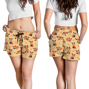 Cute Red Panda And Bamboo Pattern Print Women's Shorts