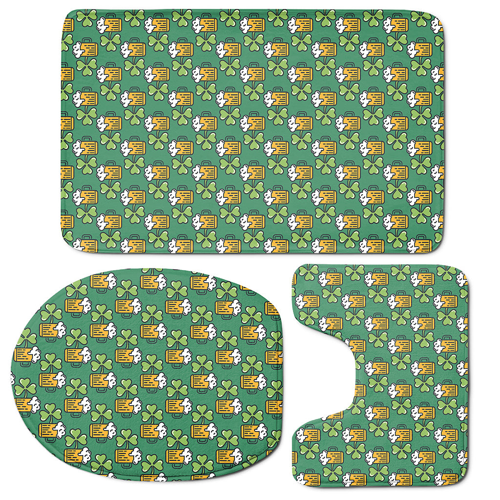 Cute Saint Patrick's Day Pattern Print 3 Piece Bath Mat Set