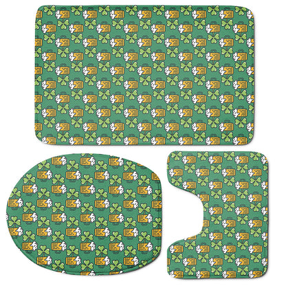 Cute Saint Patrick's Day Pattern Print 3 Piece Bath Mat Set