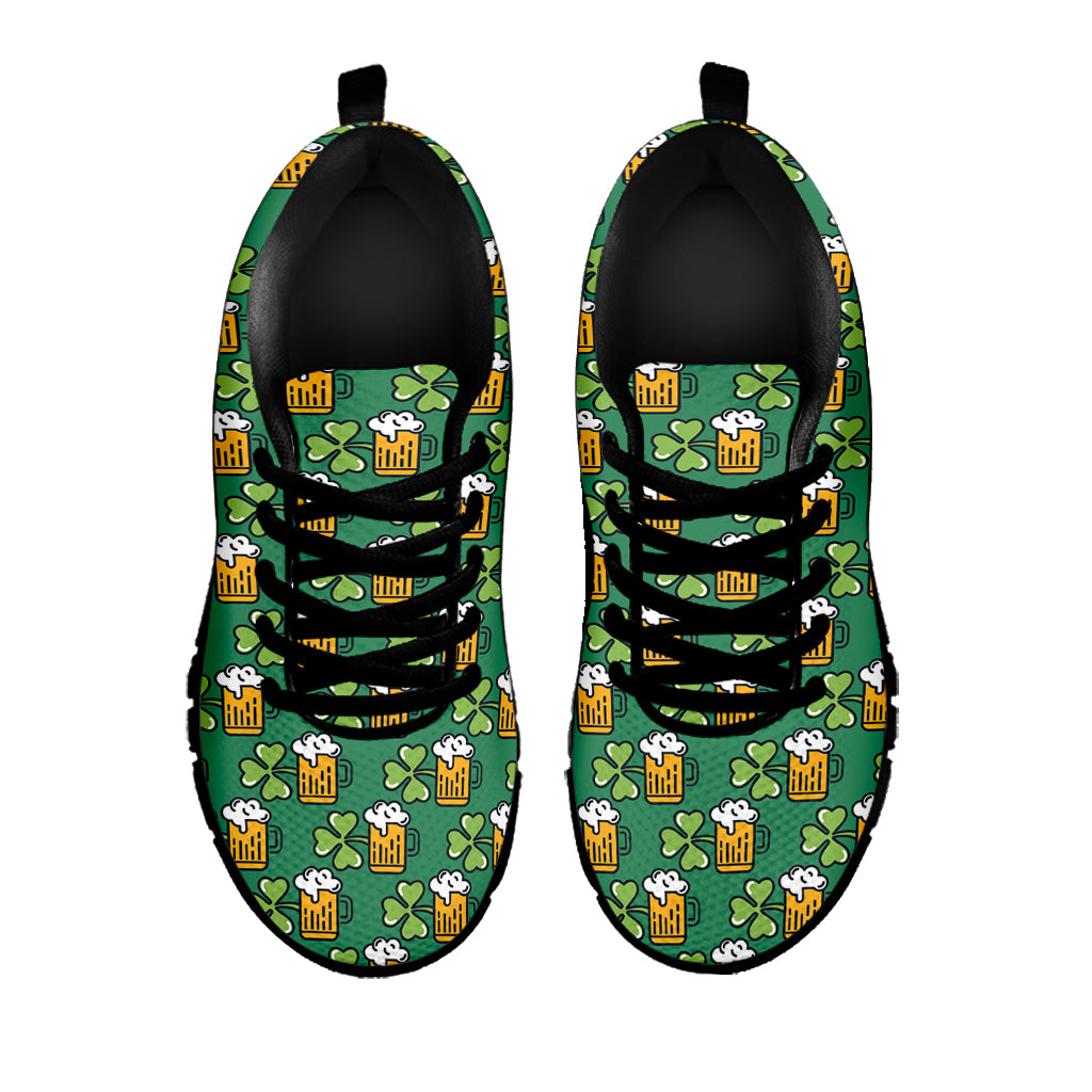 Cute Saint Patrick's Day Pattern Print Black Sneakers