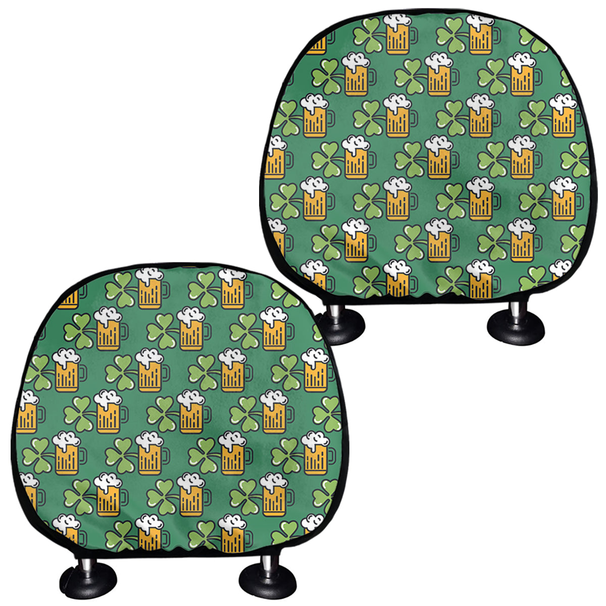 Cute Saint Patrick's Day Pattern Print Car Headrest Covers
