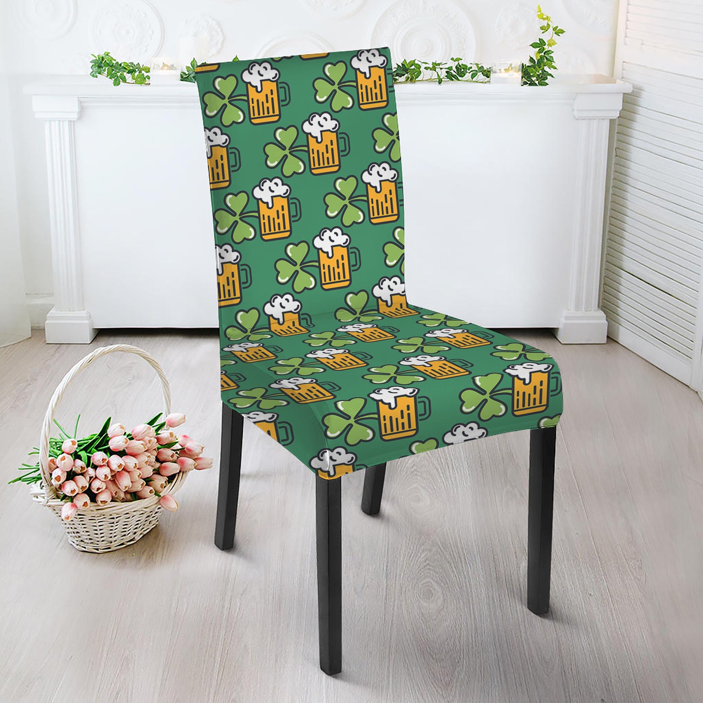 Cute Saint Patrick's Day Pattern Print Dining Chair Slipcover