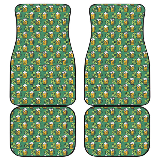 Cute Saint Patrick's Day Pattern Print Front and Back Car Floor Mats